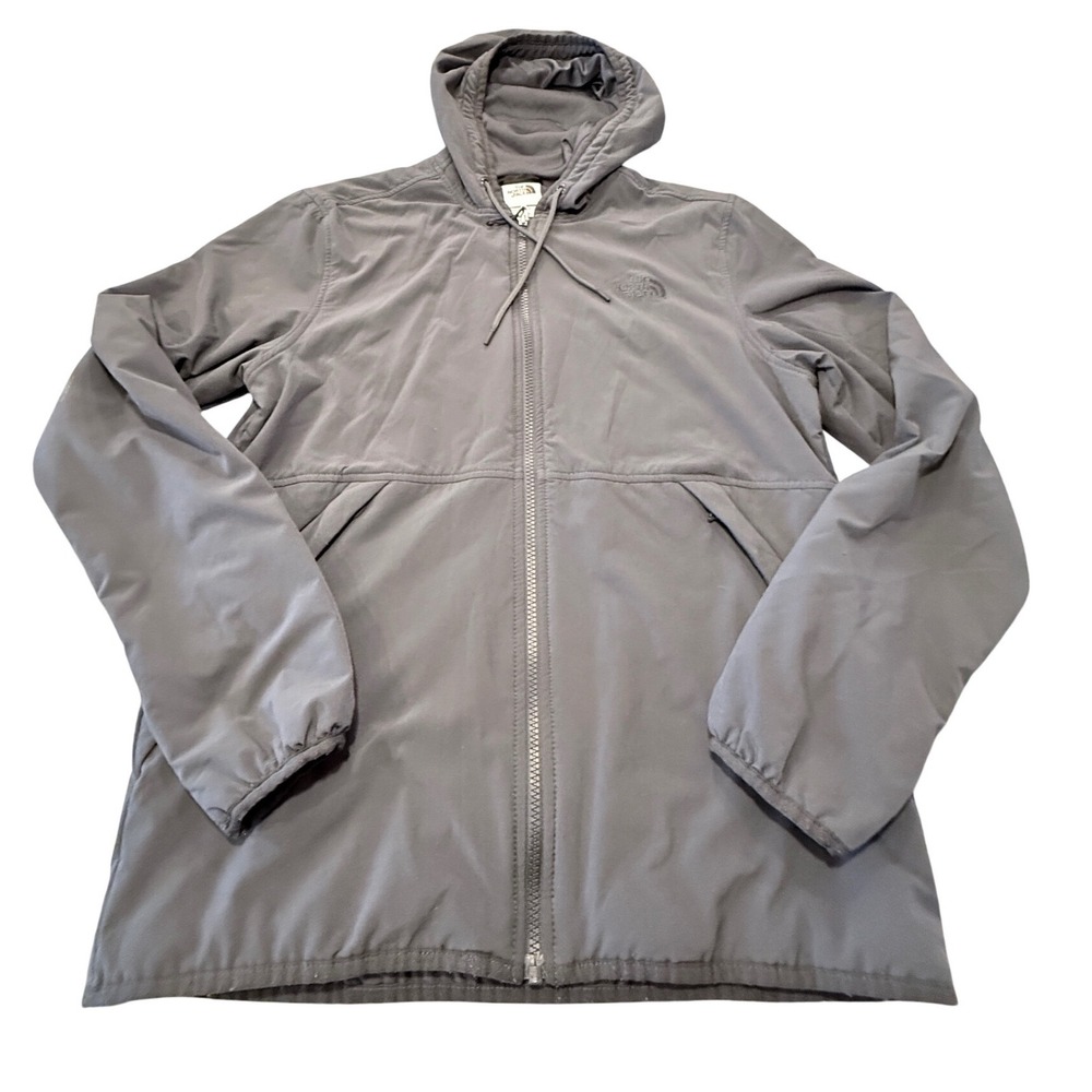 The North Face Mens Small Gray Full Zip Hooded Softshell Jacket Activewear 0476
